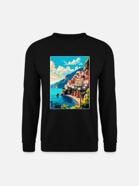 Amalfi Italien Vintage Reiseposter WPA Souvenir - Unisex Pullover - Schwarz