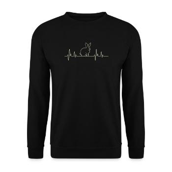 Heartbeat Hase - Unisex Pullover - Schwarz - Vorne - Alina (178cm) & Michal (187cm)