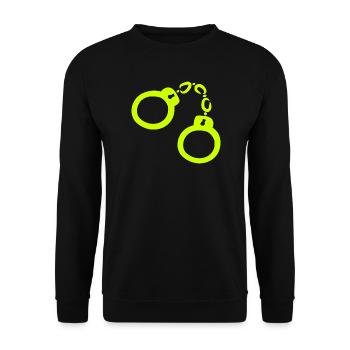 Handschellen Gelb - Unisex Pullover - Schwarz - Vorne - Alina (178cm) & Michal (187cm)