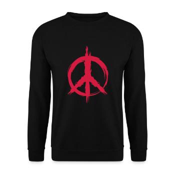 Peace Symbol Hippie Frieden Freiheit Liebe - Unisex Pullover - Schwarz - Vorne - Alina (178cm) & Michal (187cm)
