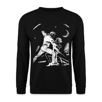 Ausdrucksstarker Tango Tanzschritt - Unisex Pullover - Schwarz - Vorne - Alina (178cm) & Michal (187cm)