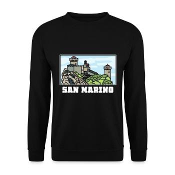 Winzige San Marino Festungsstadt - Unisex Pullover - Schwarz - Vorne - Alina (178cm) & Michal (187cm)