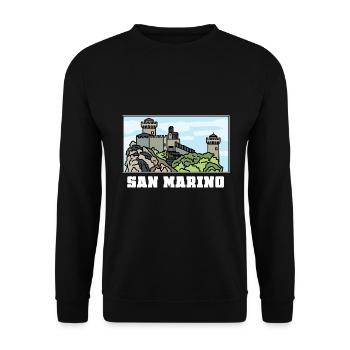 Winzige San Marino Festungsstadt - Unisex Pullover - Schwarz - Vorne - Alina (178cm) & Michal (187cm)