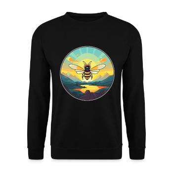 Biene buntes Aquarell Cartoon Kawaii Tier - Unisex Pullover - Schwarz - Vorne - Alina (178cm) & Michal (187cm)