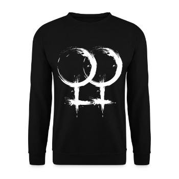Doppeltes Venussymbol Lesbisch Homosexualität - Unisex Pullover - Schwarz - Vorne - Alina (178cm) & Michal (187cm)
