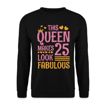 25.Geburtstag Königin 25 Jahre Fünfundzwanzig - Unisex Pullover - Schwarz - Vorne - Alina (178cm) & Michal (187cm)