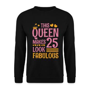 25.Geburtstag Königin 25 Jahre Fünfundzwanzig - Unisex Pullover - Schwarz - Vorne - Alina (178cm) & Michal (187cm)