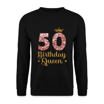 50.Geburtstag Königin Fünfzig Jahre Fünfzig - Unisex Pullover - Schwarz - Vorne - Alina (178cm) & Michal (187cm)