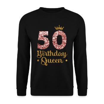 50.Geburtstag Königin Fünfzig Jahre Fünfzig - Unisex Pullover - Schwarz - Vorne - Alina (178cm) & Michal (187cm)