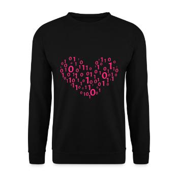Herz Binär Kodierung Informatik Geschenk - Unisex Pullover - Schwarz - Vorne - Alina (178cm) & Michal (187cm)