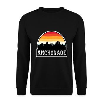 Anchorage Alaska USA Flagge Skyline Reisesouvenir - Unisex Pullover - Schwarz - Vorne - Alina (178cm) & Michal (187cm)
