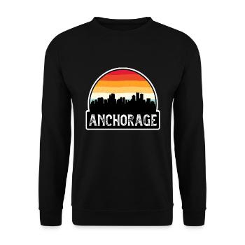 Anchorage Alaska USA Flagge Skyline Reisesouvenir - Unisex Pullover - Schwarz - Vorne - Alina (178cm) & Michal (187cm)