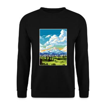 Anchorage Alaska Vintage Reiseposter Souvenir - Unisex Pullover - Schwarz - Vorne - Alina (178cm) & Michal (187cm)