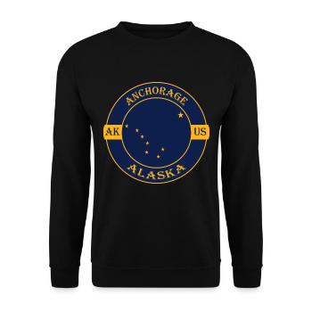 Anchorage Alaska Flagge USA Reise Souvenir Abzeichen - Unisex Pullover - Schwarz - Vorne - Alina (178cm) & Michal (187cm)