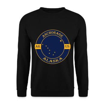 Anchorage Alaska Flagge USA Reise Souvenir Abzeichen - Unisex Pullover - Schwarz - Vorne - Alina (178cm) & Michal (187cm)