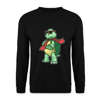 Verspielte Schildkröte Korallenriff - Unisex Pullover - Schwarz - Vorne - Alina (178cm) & Michal (187cm)