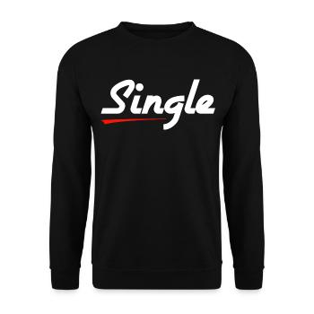 Single Schriftzug mit roter Linie - Unisex Pullover - Schwarz - Vorne - Alina (178cm) & Michal (187cm)