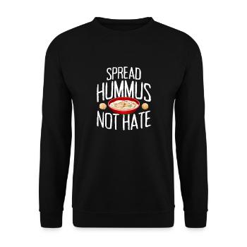 Faites-vous plaisir avec le végétalien Hummus Not Hate - Sweat-shirt Unisexe - noir - Devant - Alina (178cm) & Michal (187cm)
