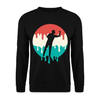 Dart Spieler triefend Dartspiel Dartspieler - Unisex Pullover - Schwarz - Vorne - Alina (178cm) & Michal (187cm)