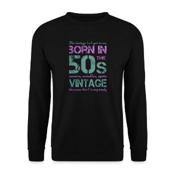 Fünfziger 50th 50s 50er - Unisex Pullover - Schwarz - Vorne - Alina (178cm) & Michal (187cm)