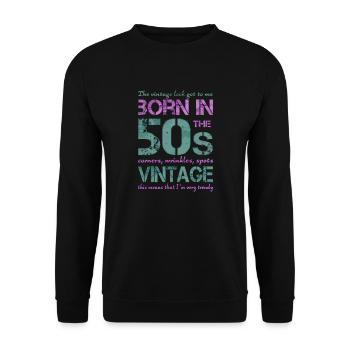 Fünfziger 50th 50s 50er - Unisex Pullover - Schwarz - Vorne - Alina (178cm) & Michal (187cm)