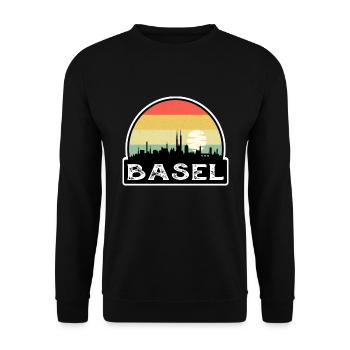 Basel Schweiz Flagge Skyline Reisesouvenir - Unisex Pullover - Schwarz - Vorne - Alina (178cm) & Michal (187cm)