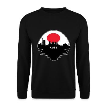 Kobe Japan Flagge Skyline Silhouette Reisen - Unisex Pullover - Schwarz - Vorne - Alina (178cm) & Michal (187cm)