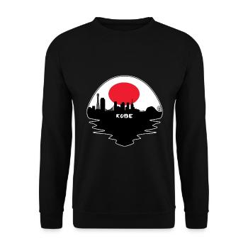 Kobe Japan Flagge Skyline Silhouette Reisen - Unisex Pullover - Schwarz - Vorne - Alina (178cm) & Michal (187cm)