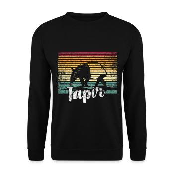 Knuffiger Tapir Regenwaldbewohner - Unisex Pullover - Schwarz - Vorne - Alina (178cm) & Michal (187cm)