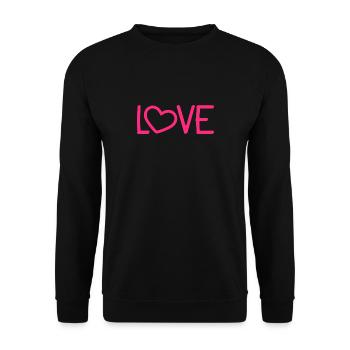 Liebe Herz Romantisch - Unisex Pullover - Schwarz - Vorne - Alina (178cm) & Michal (187cm)