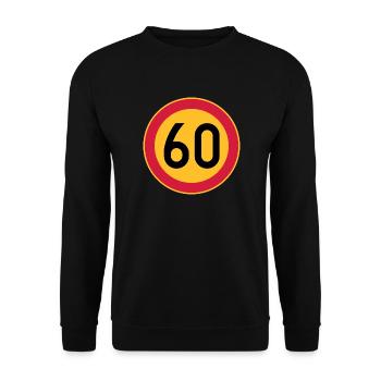 60. Geburtstag Geschwindigkeitsbegrenzung 60 Schild - Unisex Pullover - Schwarz - Vorne - Alina (178cm) & Michal (187cm)
