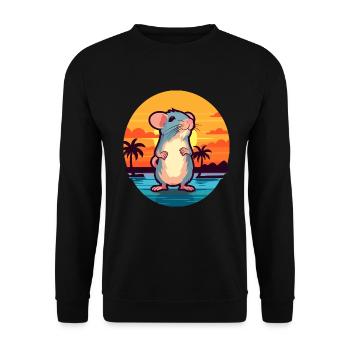 Ratte Lustige Karikatur Kawaii Strand Illustration - Unisex Pullover - Schwarz - Vorne - Alina (178cm) & Michal (187cm)