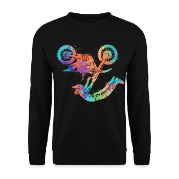 Dirt Biker Motorrad Motocross Mädchen Jungen - Unisex Pullover - Schwarz - Vorne - Alina (178cm) & Michal (187cm)