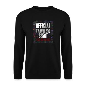 Reiselust Stempel Flug Reisen Urlaub Kreuzfahrt - Unisex Pullover - Schwarz - Vorne - Alina (178cm) & Michal (187cm)