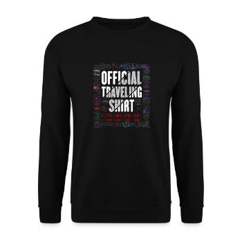 Reiselust Stempel Flug Reisen Urlaub Kreuzfahrt - Unisex Pullover - Schwarz - Vorne - Alina (178cm) & Michal (187cm)