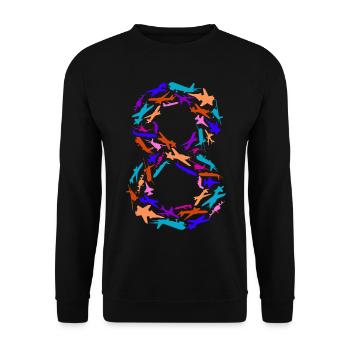 Geburtstag Junge 8 Jahre Flugzeug Flugzeuge - Unisex Pullover - Schwarz - Vorne - Alina (178cm) & Michal (187cm)