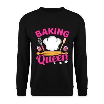 Baking Queen Bake Kitchen Baken Spruch Lustig Bäck - Unisex Pullover - Schwarz - Vorne - Alina (178cm) & Michal (187cm)