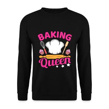 Baking Queen Bake Kitchen Baken Spruch Lustig Bäck - Unisex Pullover - Schwarz - Vorne - Alina (178cm) & Michal (187cm)
