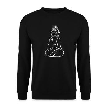 Buddha meditierend - Unisex Pullover - Schwarz - Vorne - Alina (178cm) & Michal (187cm)