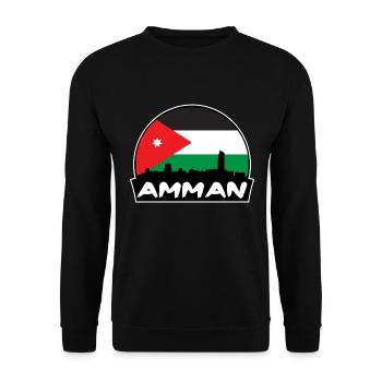 Amman Jordan Flagge Skyline Silhouette Reisen - Unisex Pullover - Schwarz - Vorne - Alina (178cm) & Michal (187cm)