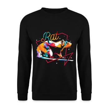 Schlaue Ratte Kanalisationsbewohner - Unisex Pullover - Schwarz - Vorne - Alina (178cm) & Michal (187cm)