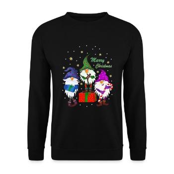 Weihnachten Gnome Kobolde Zwerge Weihnachtsgnome - Unisex Pullover - Schwarz - Vorne - Alina (178cm) & Michal (187cm)