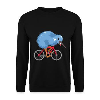 Turboschneller Kiwivogel Radtour - Unisex Pullover - Schwarz - Vorne - Alina (178cm) & Michal (187cm)