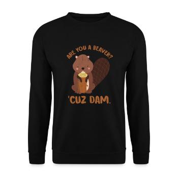 Charmanter Biber Herzensbrecher - Unisex Pullover - Schwarz - Vorne - Alina (178cm) & Michal (187cm)