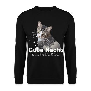 Gute Nacht Shirt Schlafshirt - Unisex Pullover - Schwarz - Vorne - Alina (178cm) & Michal (187cm)