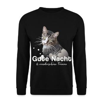 Gute Nacht Shirt Schlafshirt - Unisex Pullover - Schwarz - Vorne - Alina (178cm) & Michal (187cm)