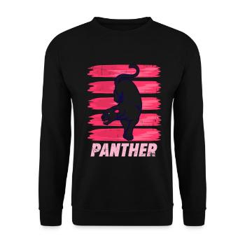 Geschmeidiger Panther Nachtjagd - Unisex Pullover - Schwarz - Vorne - Alina (178cm) & Michal (187cm)