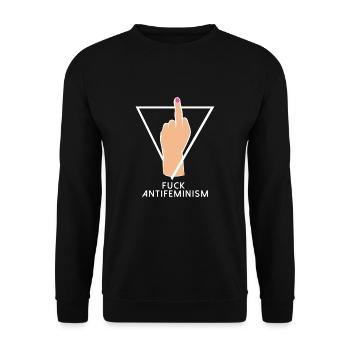 Kämpferische Feministin Protest - Unisex Pullover - Schwarz - Vorne - Alina (178cm) & Michal (187cm)