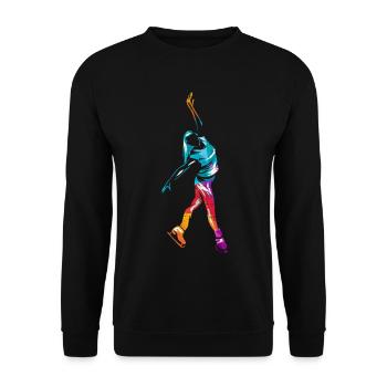 Anmutige Schlittschuhläuferin Kür - Unisex Pullover - Schwarz - Vorne - Alina (178cm) & Michal (187cm)