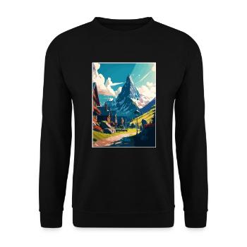 Grindelwald Schweiz Vintage Reiseposter WPA - Unisex Pullover - Schwarz - Vorne - Alina (178cm) & Michal (187cm)